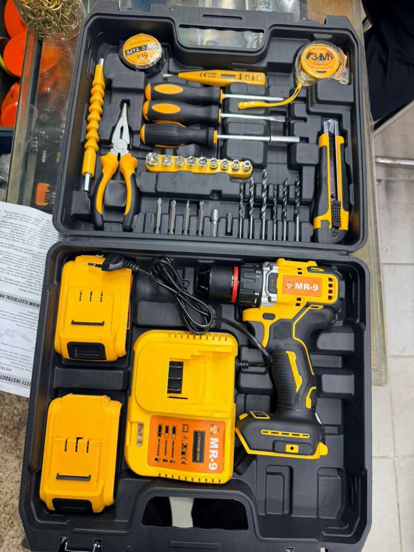 MR-9 Cordless Drill, Cordless Drill Machine, Drill Machine Set, 46PCS Tool Kit, Electric Drill, Power Tools Bangladesh, DIY Tool Kit, Rechargeable Drill Machine, Hand Tool Set, Lithium Battery Drill, Combo Tool Kit, Home Repair Tools