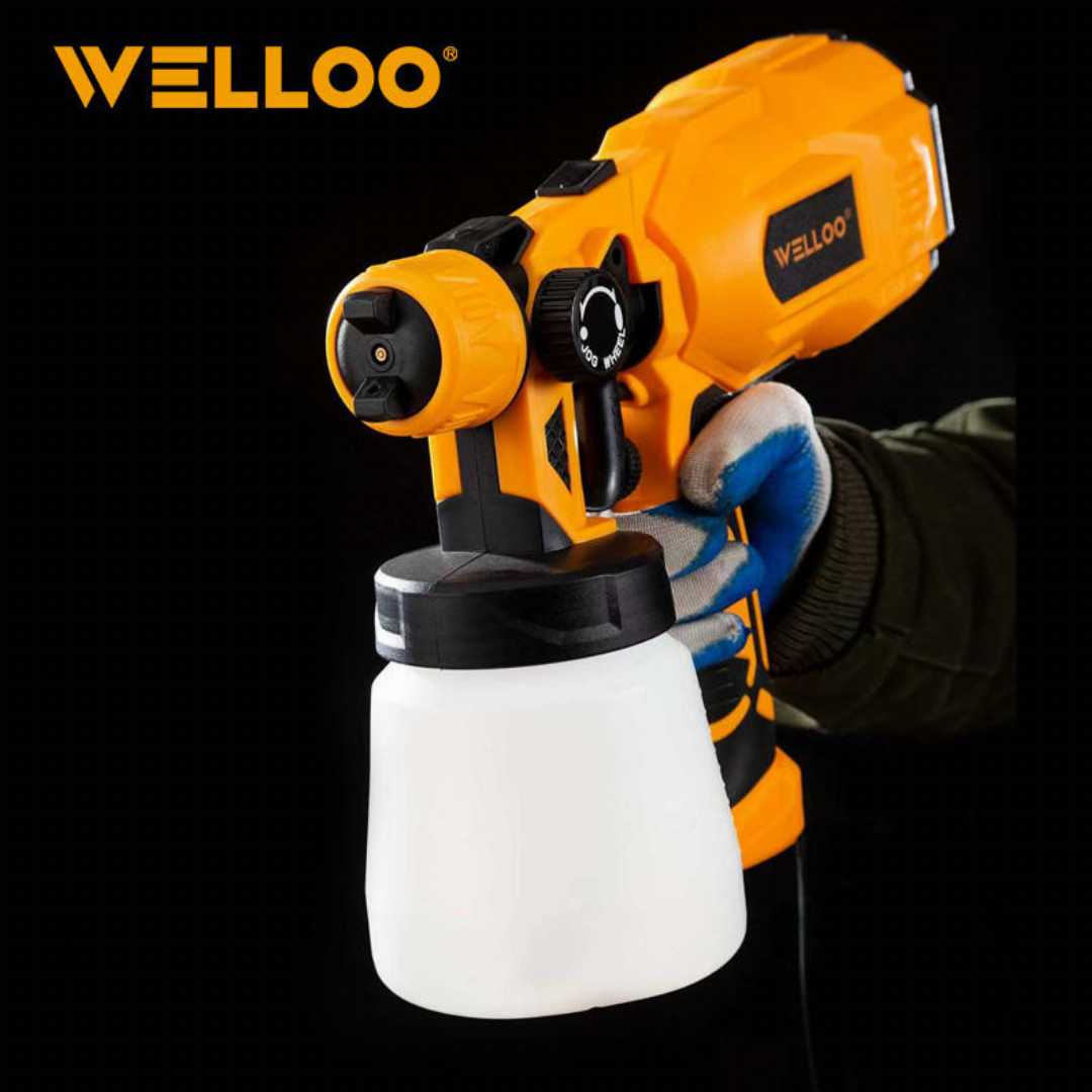 WELLOO ESG15550, Electric Spray Gun, 550W Paint Sprayer, Portable Spray Gun, Paint Sprayer Machine Bangladesh, Wall Painting Machine, Furniture Paint Sprayer, Electric Paint Gun, DIY Painting Tool, WELLOO Power Tools