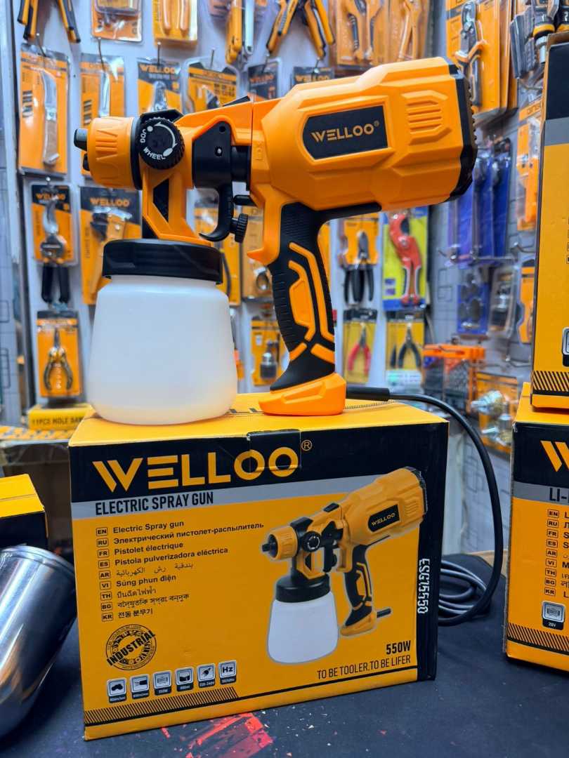 WELLOO ESG15550, Electric Spray Gun, 550W Paint Sprayer, Portable Spray Gun, Paint Sprayer Machine Bangladesh, Wall Painting Machine, Furniture Paint Sprayer, Electric Paint Gun, DIY Painting Tool, WELLOO Power Tools