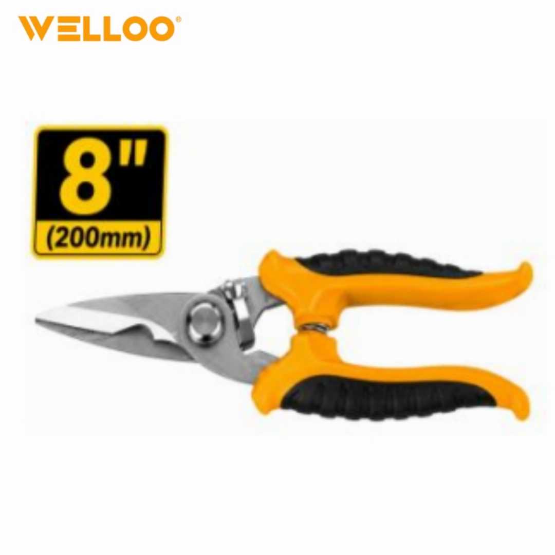 WELLOO ELS05200, WELLOO Electrician Scissors, 8 Inch Electrician Scissors, Wire Stripping Tool, Wire Cutting Scissors, Wire Crimping Tool, CR-V Electrician Scissors, Multi Function Electrician Tool, Professional Electrical Hand Tools, Electrician Scissors Price in Bangladesh