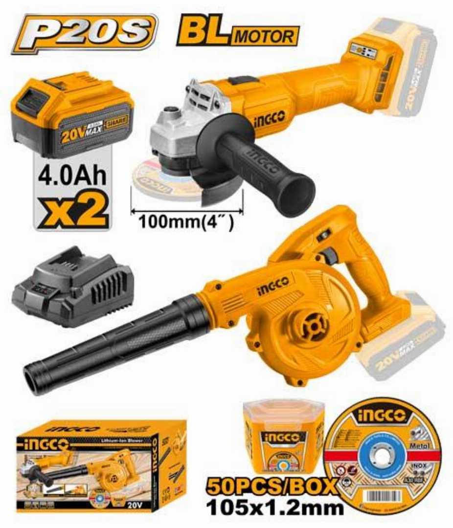 INGCO,20V,Cordless,2,pcs,combo,kit,Grinder,&,Blower-COSLI2211310
